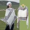 Rhombic Ethnic Style Scarf Printing Imitation Cashmere Shawl Retro Knitted Cape  Travel Vacation