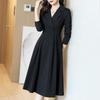 Осенне-зимние костюмные платья женские с вырезом на молнии корсетные винтажные темпераментные модные длинные платья А-силуэта с длинными рукавами