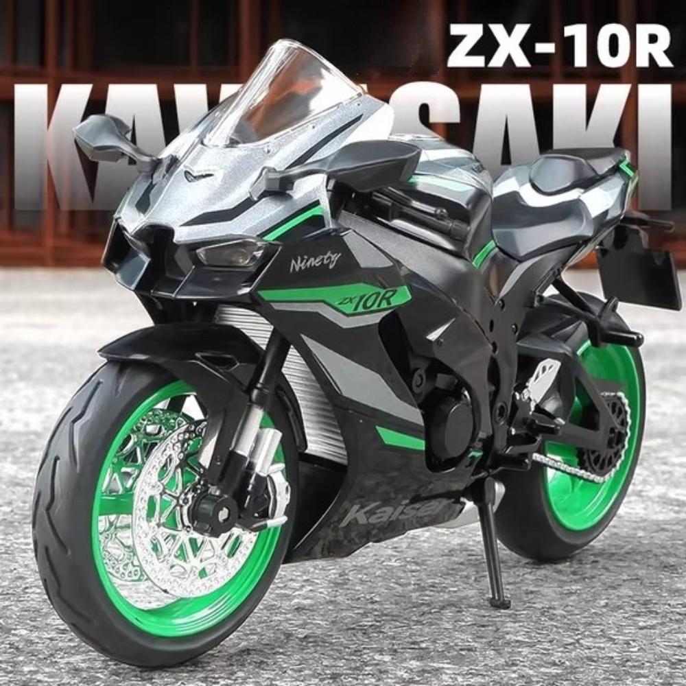 1:12 Модели мотоциклов Kawasaki ZX-10R H2R Игрушечные модели Сплав Литье под давлением Свет Звук Амортизация Гонки Модели мотоциклов Коллекция Подарок