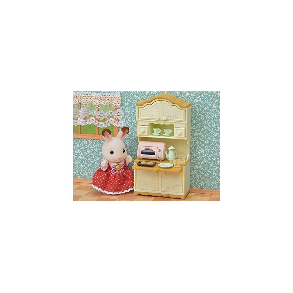 Sylvanian Families EPOCH Kitchen Furniture Set with Toaster and Cupboard for Dollhouse Toys Ages 3 and Up