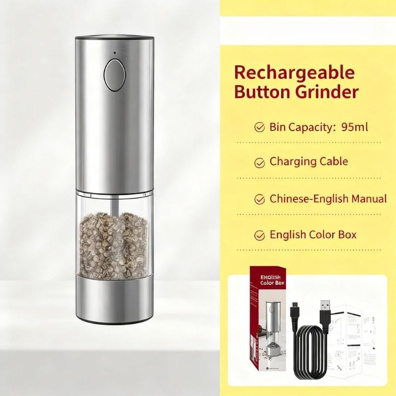 Electric Salt and Pepper Grinder Set, UsB Rechargeable,Adjustable Coarseness, LargeCapacity, Auto Grinders with LED Light