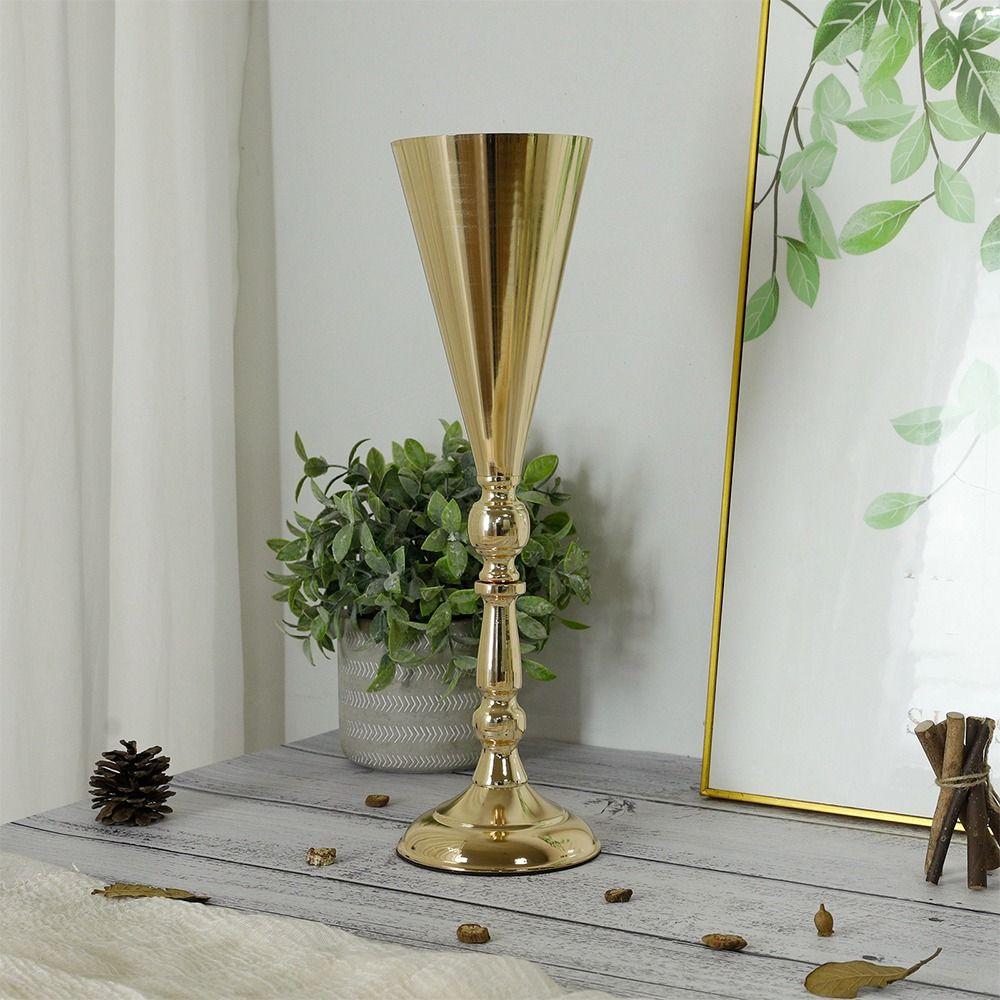 Golden Silver Metal Vases European Style Centerpiece Vases Candle Holder  Home Wedding Decor