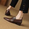 Fashion 2025 New Pointed Toe Square High Heels High Quality Genuine Leather Female Shoes Spring Autumn Dress Women Pumps Size 34-40