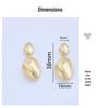 Gold-Tone S925 Silver Oval Ripple Earrings - European & American Style