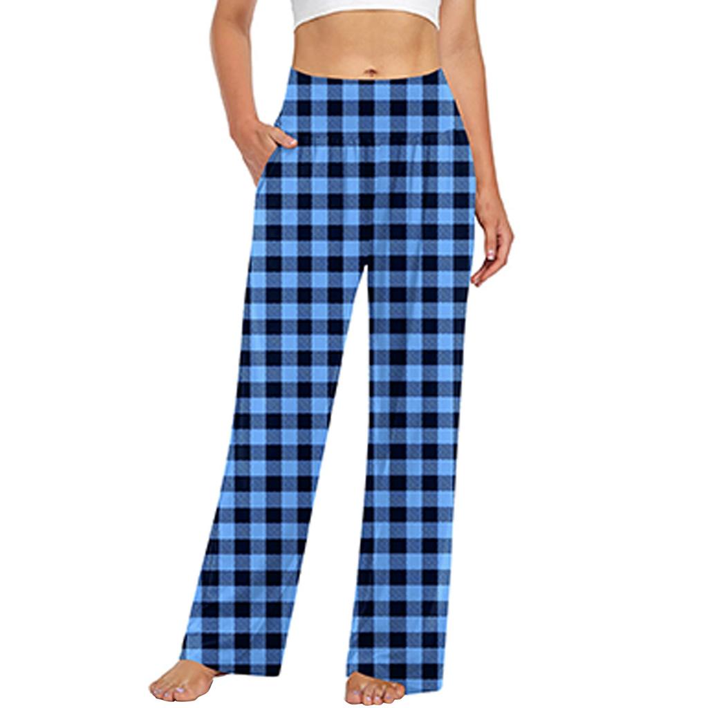 Женские повседневные модные брюки с клетчатым принтом Повседневные брюки