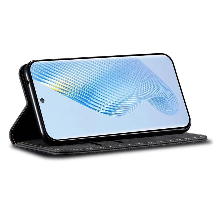 For Honor Magic5 Jeans Cloth Texture Phone Case PU Leather Wallet Stand Phone Cover