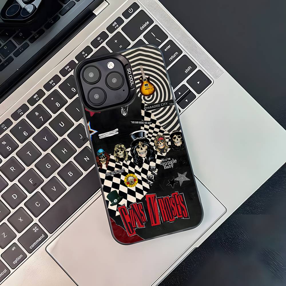 Чехол для телефона G-Guns N Roses Для iPhone 17,16,15,14,13,12,11,Pro,XS,Max,Plus,Mini,SE Черный Конфетный Матовый Ударопрочный Чехол