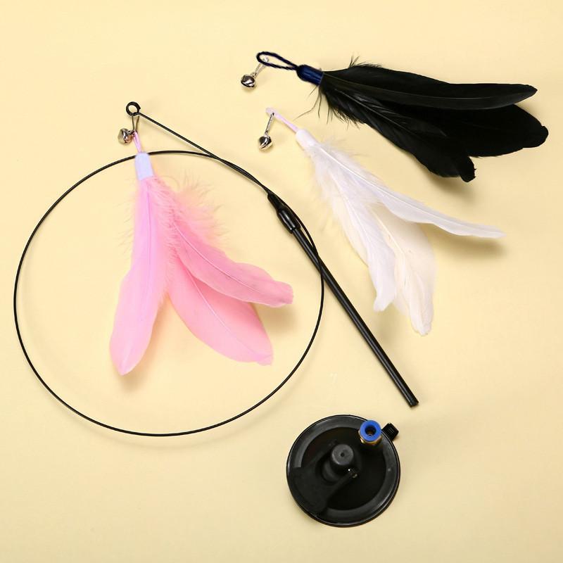 Интерактивная игрушка для кошек Handfree Cat Stick Играющий котенок Играющий тизер Палочка Игрушка на присоске Птица/перо Кошачья палочка Товары для домашних животных