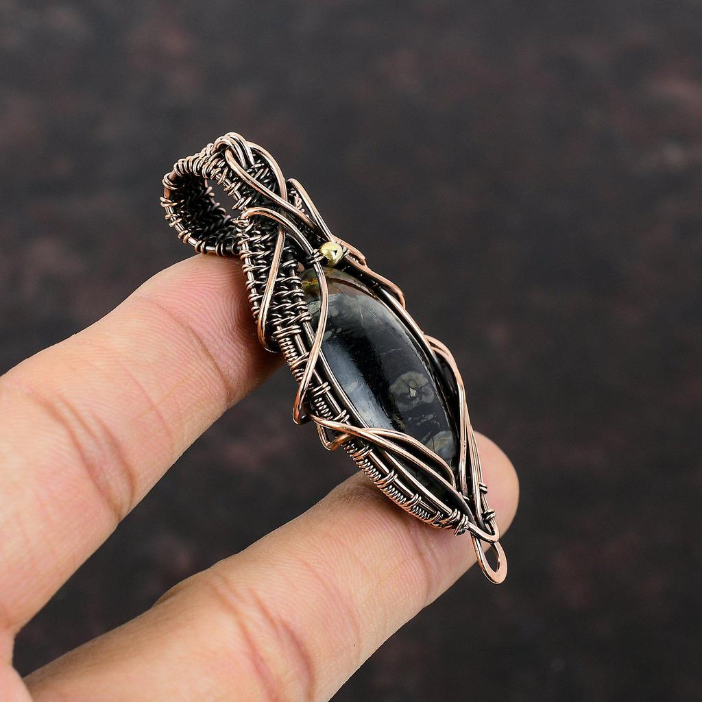 Подвеска Picasso Jasper, подвеска из медной проволоки, подвеска из драгоценных камней ручной работы, ювелирное изделие из проволоки, подарок на помолвку, медные украшения, уникальная подвеска