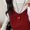 Irregular Heart Pendant Necklace For Women Girls Sweet Adjustable Pull-Out Sweater Chain Jewelry Accessories Gifts