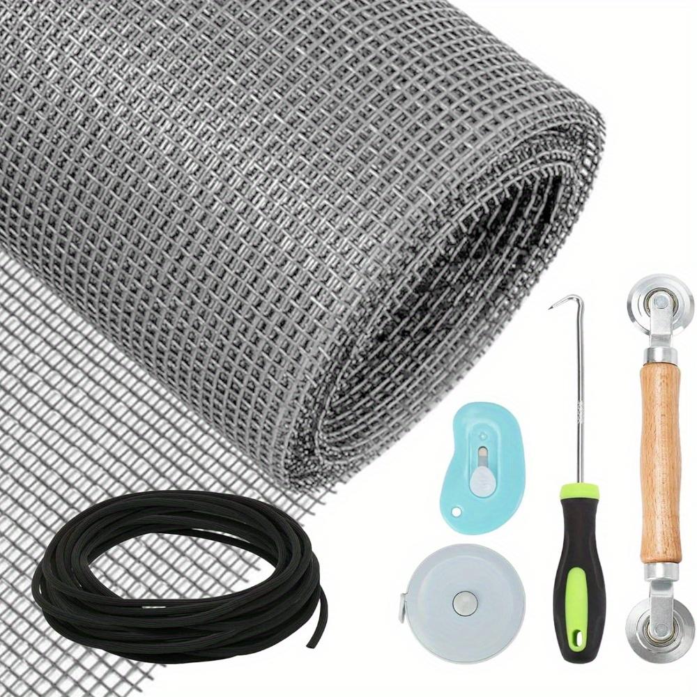 1Set Washable Durable Fiberglass Windows Screen Replacement Kit 48x118 Black Mesh Repair Tool Set for Window Door Patio