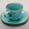 Mino Ware Coffee Bowl Plate, Unique Arabesque, Blue, Made In Japan 502-07