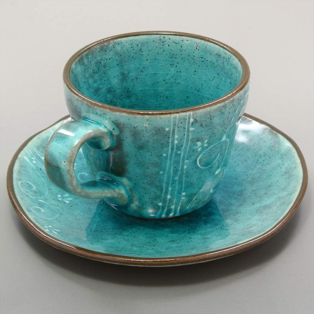 Mino Ware Coffee Bowl Plate, Unique Arabesque, Blue, Made In Japan 502-07