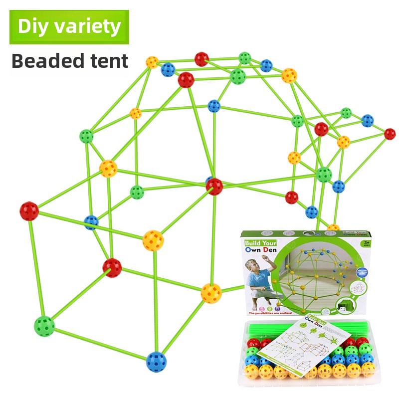 Детская палатка для самостоятельного сращивания, конструктор игрушек, домик для игрушек, палатка для пирсинга, бусины, накопление