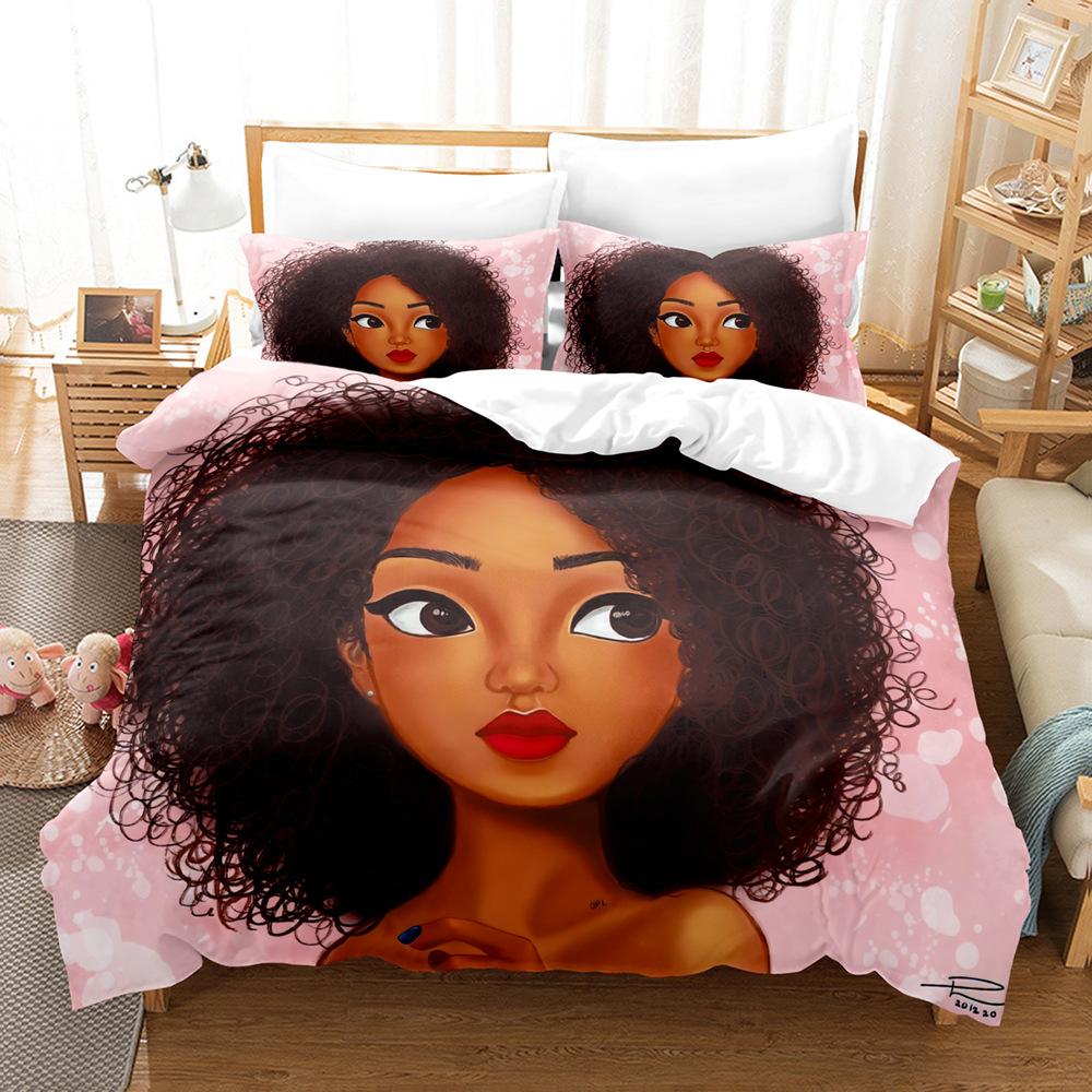 Роскошный 3D комплект постельного белья для девочек с принтом, пододеяльник, наволочка, 2/3 шт. AU140 * 210, полноразмерный быстросохнущий мягкий домашний текстиль с застежкой-молнией