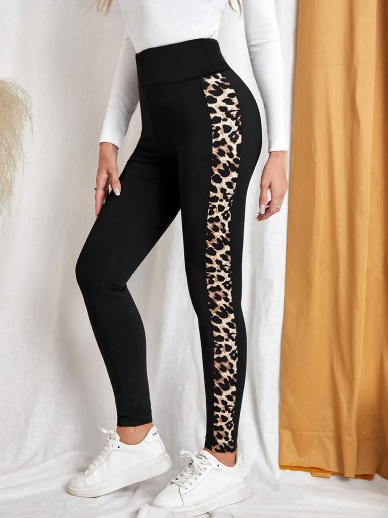 European and American women's clothing new leopard print comfortable casual yoga trousers high waist hip lift elastic pants