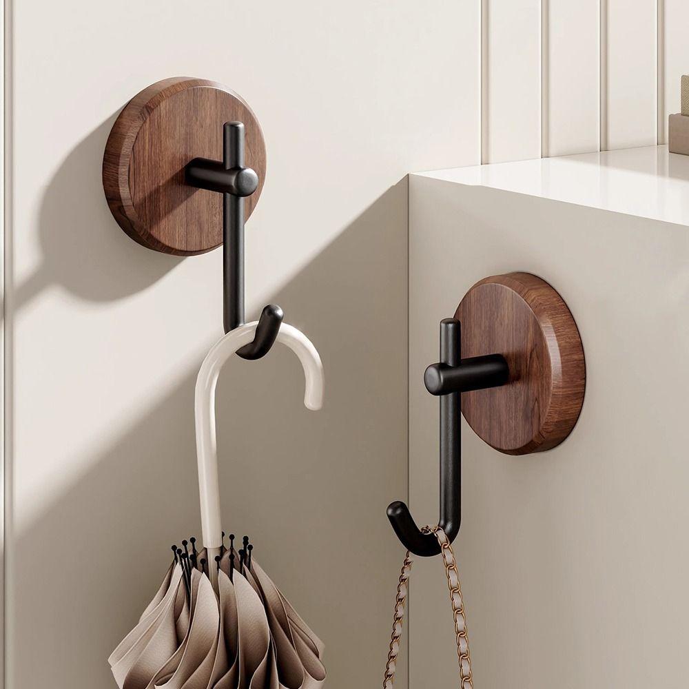 Северная Европа Деревянный Настенный Крючок Черный Белый Самоклеящийся Настенный Крючок для Хранения Без Сверления Водонепроницаемый Держатель для Полотенец Украшение