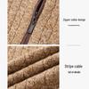 Luosi Men's Autumn/Winter 12-Gauge Thick Cable Knit Stand-Collar Half-Zip Wool Sweater