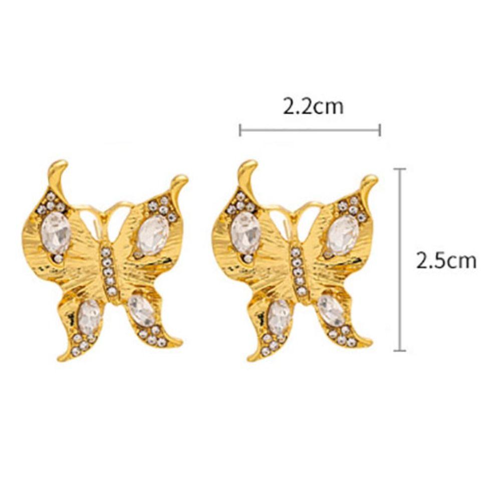 Vintage Butterfly Earrings Rhinestone Ear Studs Luxury Women Jewelry Accessory  Party