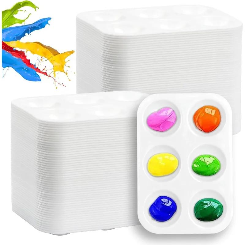 100PCS Plastic Paint Pallets for Kids or Students Watercolor Palette Painting Tray for DIY Craft and Art Painting.