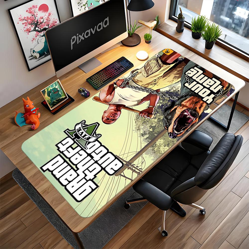 Grand Theft Auto Customize Your Name Mouse Pad Desk Mat Computer Desk Mat Non-Slip Rubber Bottom Office and Gaming Desk Decoration