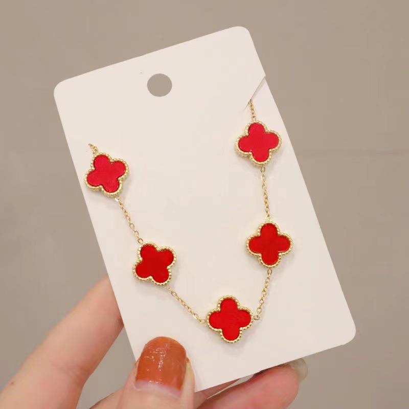 Цвет титановой стали, браслет с четырьмя листами клевера, браслет с пятью цветами, ювелирные изделия, лучший подарок для друзей