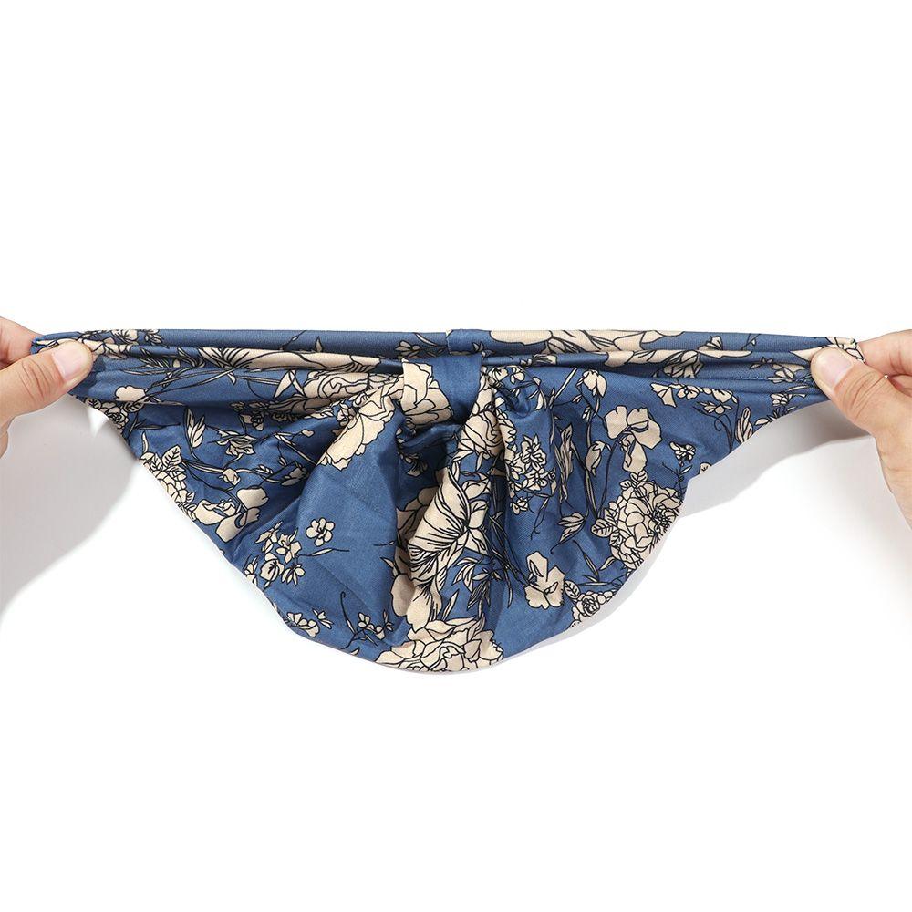 Knot Pleated Cotton Floral Print Turban Hat Head Cover Wrap Hat Soft Bonnet Sleep Night Cap