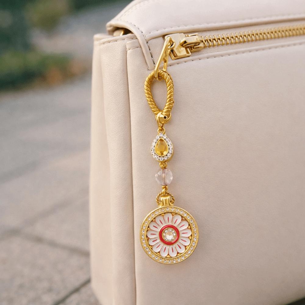 Metal Sunflower Keychain Rotatable Zodiac Key Ring Backpack Pendant New Year Pendant  Car Keychain