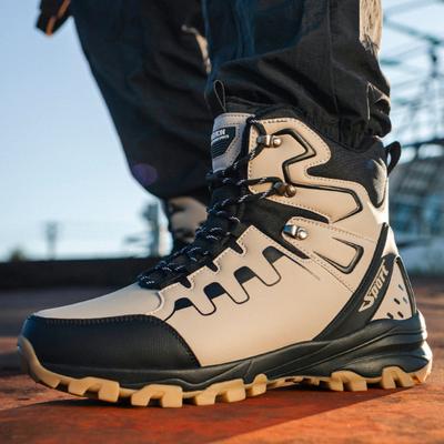 Мужские зимние теплые сноубутсы с меховой подкладкой, уличные, противоскользящие, водонепроницаемые, ботильоны до щиколотки для мужчин, удобные походные ботинки средней высоты, обувь