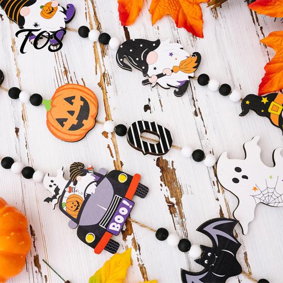 Holiday Atmosphere Party Supplies Halloween Beaded Hanging Sign, Witch Pumpkin Bat Pendant Garland for Autumn Festival Decor Door, Spooky Festive Home
