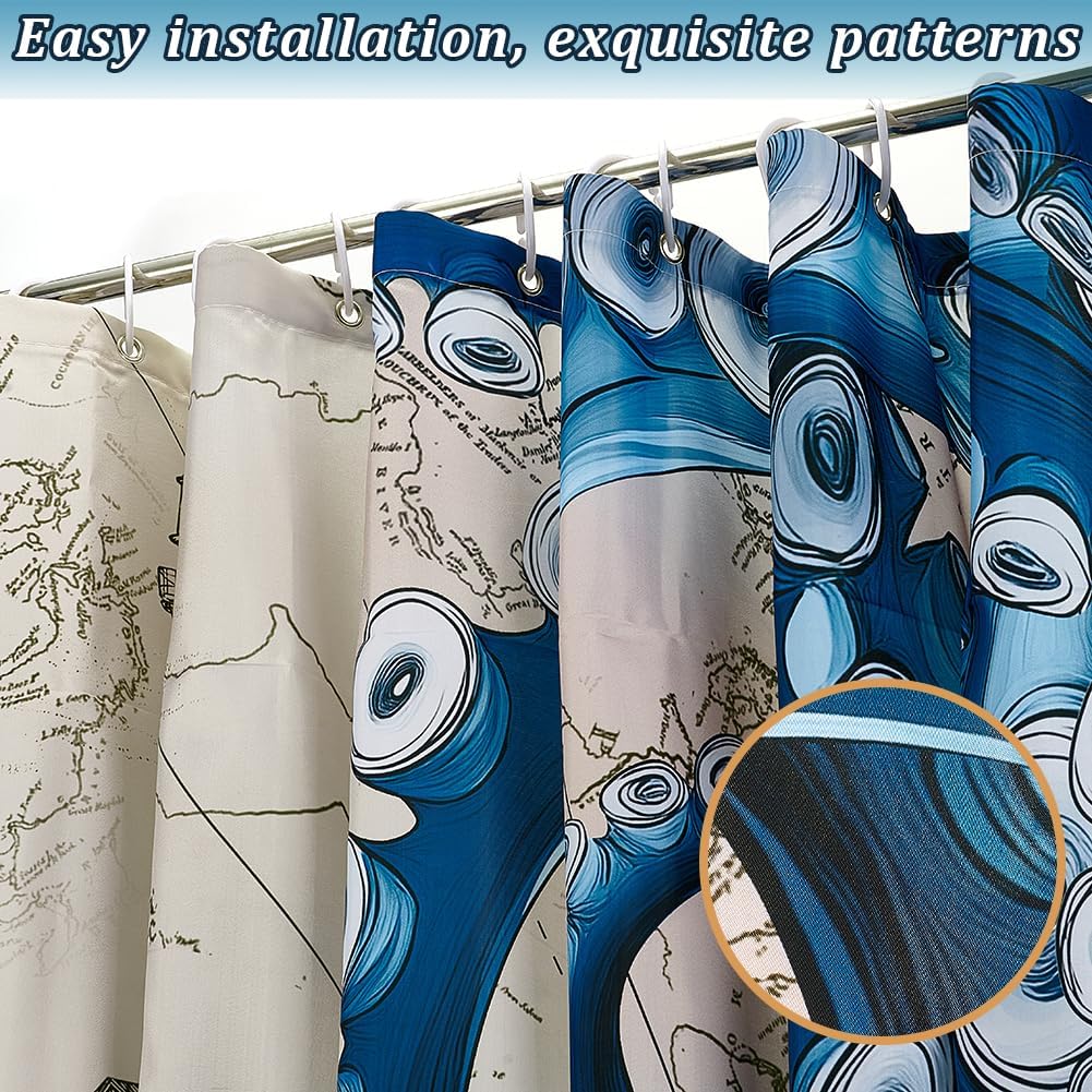 Винтажная морская шторка для душа с осьминогом, Забавные водонепроницаемые шторки для душа с океанским кракеном, 72x72 дюйма Якорь Прибрежная карта для душа