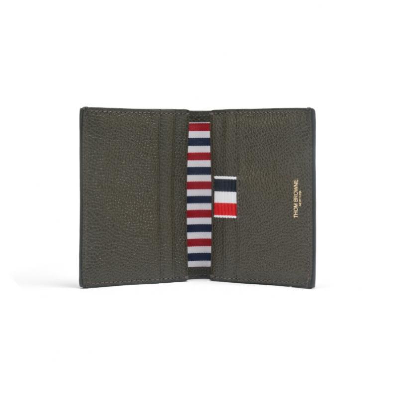 Thom Browne Pebble Grain Three Stripe Card Wallet Maw021l 00198 206