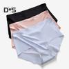 Women Ice Silk Panties Hip Lifting Tummy Control Cotton Crotch High Waist Briefs Seamless Breathable Solid Color Underwear