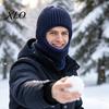 Solid Color Knit Hat Men Hooded Scarf Hat, Warm Balaclava Hood for Winter Cold Windproof Cycling Weather, Neck Warmer Skull Cap Outdoor