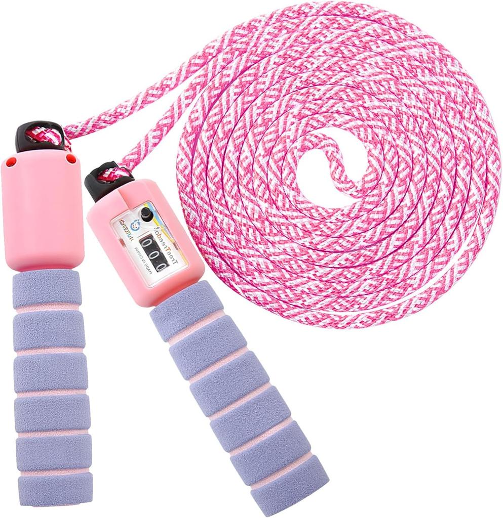 Детская скакалка со счетчиком, регулируемая, с удобными и нескользящими ручками для девочек и мальчиков