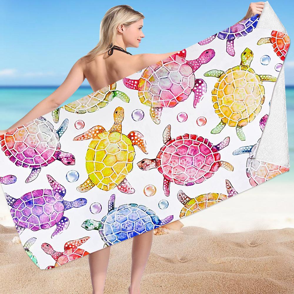 Turtle Beach Towel Microfiber Reversible Velvet Swimming Towel Versatile Square Towel