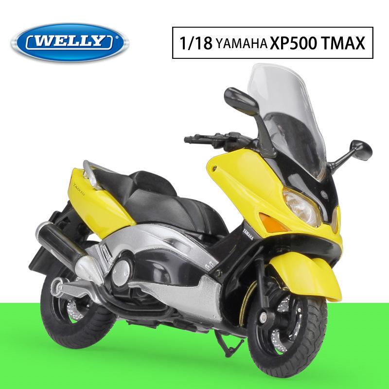 Масштаб 1/18 Welly 2001 YAMAHA XP500 TMAX Модель мотоцикла из сплава Литые под давлением металлические игрушечные транспортные средства Модель мотоцикла Высокая имитация Коллекция Детские подарки