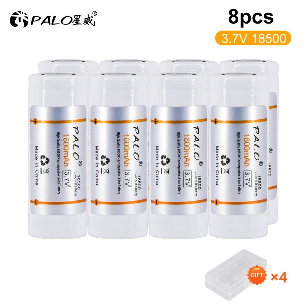 PALO 3.7V 18500 Li-ion Rechargeable Battery 18500 1600mAh 3.7V Lithium 18500 Li-ion Batteries for LED Flashlight