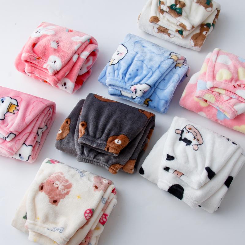 Children's Thickened Flannel Sleep & Lounge Pants - Double-Sided Fleece, Cuffed, Warm Winter Wear