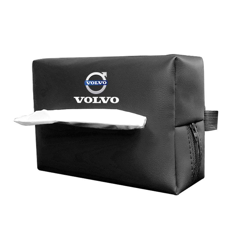 Leather Car Tissue Box Sun Visor Seat Back Hanging Bag Accessories For Volvo Rdesign V60 V40 XC90 S60 C30 XC60 V50 V70 S90 AWD