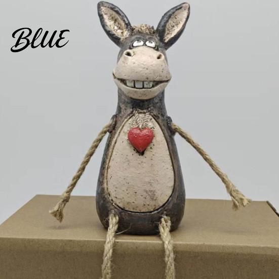 Elegant Table Decorations for Office Rustic Donkey Shelf Sitter Figurine, Hanging Leg Farm Animal Statue, Modern Interior Decoration Pieces Whimsical
