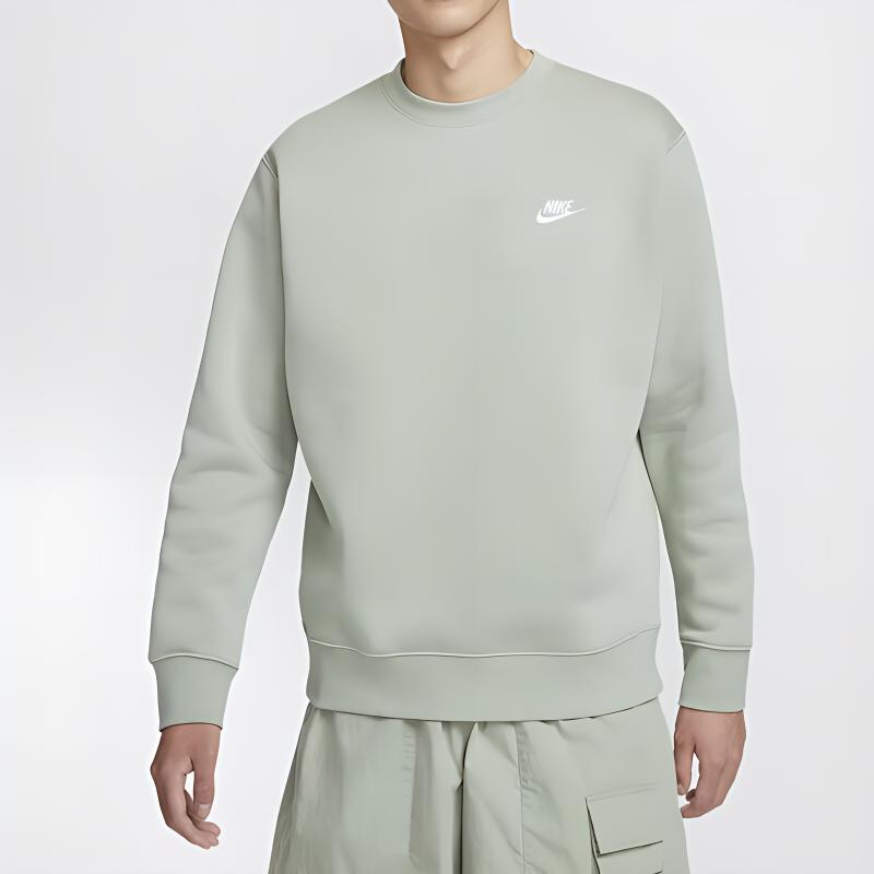Nike Спортивная одежда Club FW24 Флисовый однотонный пуловер с длинным рукавом Мужская толстовка Горизонтально-зеленый BV2663371