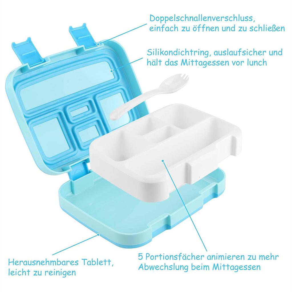 28.15oz Lunch Box Portable Leak Proof Bento Box 5 Compartments Meal Containers With Lid For School Picnic Workers Kitchen Suppli