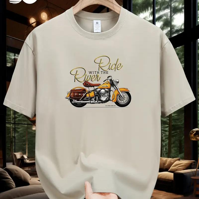 New Summer Men's Fashion T-shirt Personality Motorcycle Printed Men's T-shirt Top