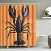 Whimsical Seafood Shower Curtaincrayfish Print Bath Mat Decoration For Bathroom Walls Waterproof Fabric, Orange Color Home Decor