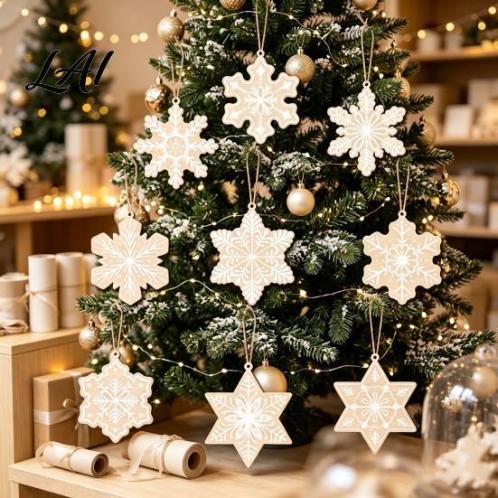 Lightweight Wood Hanging Ornaments Wooden Christmas Snowflake Ornaments Rustic Xmas Tree Decorations Boho Winter Wonderland Crafts for Tree Holiday