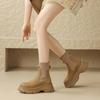 Thick Soled Short Boots for Women Elastic Knitted Slim Boots Height Increasing Martin Boots  Single Shoes  Thin Socks Boots