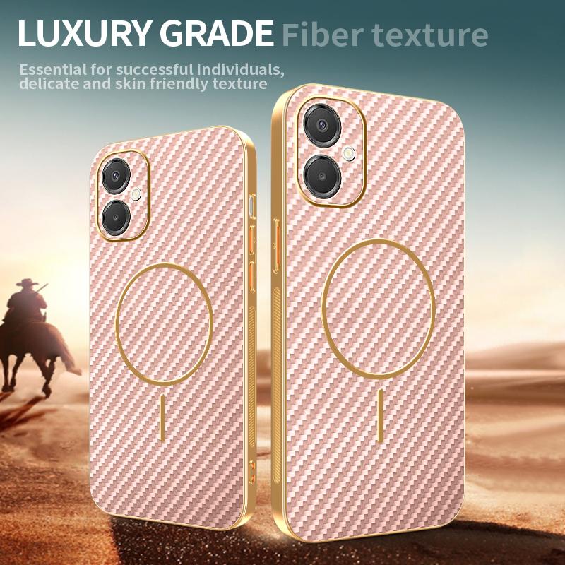 Phone Case For Samsung Galaxy A06 5G/F06 5G/M05 4G/M06 5G Carbon Fiber Textured Electroplated TPU Back Cover