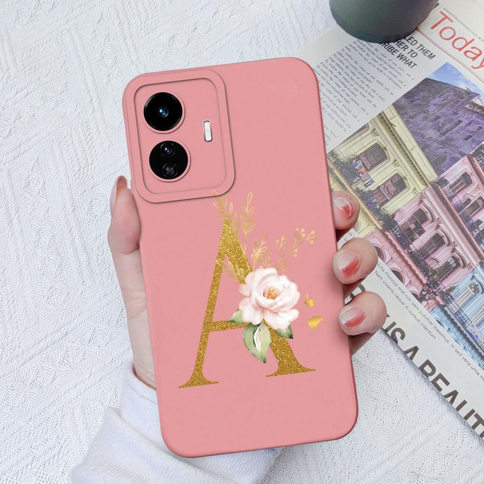 Для Vivo Y90 Y91C Y77E Y53S Y56 Y70S Y72T Y74 Y75 Y81 Модный жидкий силиконовый чехол для пары с цветочными буквами для Vivo Чехол для телефона Funda Coque Bumper