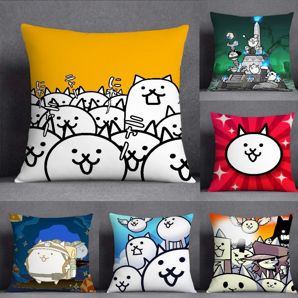 The BBattle Cats Pillow Case Square DoubleSided Printing Sofa Cushion Cover Pillowcase Bedroom Bedside